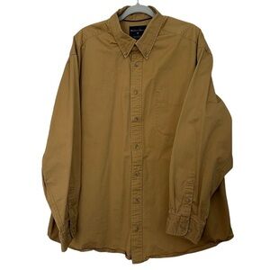 Weathered Casuals Shirt Button Down Long Sleeve Front Pocket Camel Color Size 2X